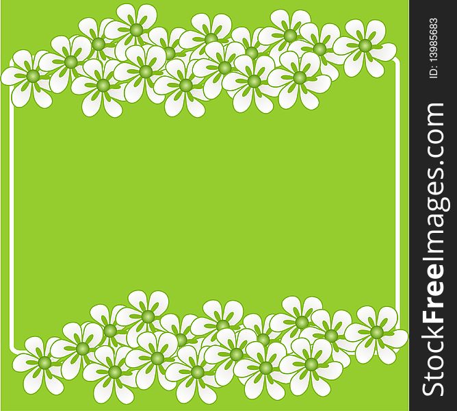 Bright green floral background with daisies