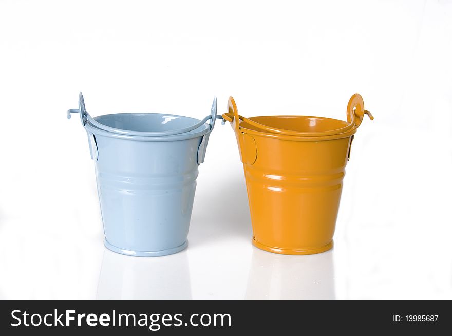 Empty clay pot isolated on white background