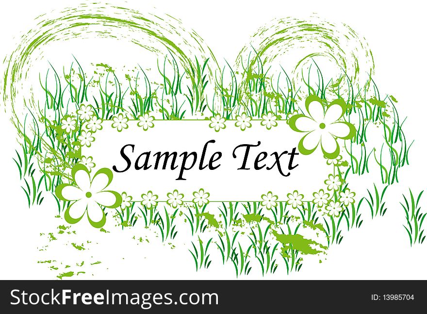 Floral frame for text with a grassy meadow. Floral frame for text with a grassy meadow