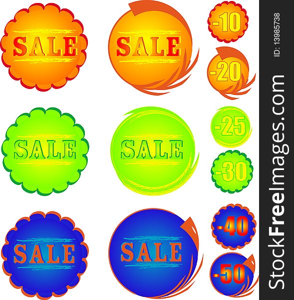 Vector - Glossy sale tag stickers with discount. Vector - Glossy sale tag stickers with discount