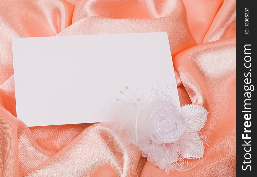 White Card For Congratulation, Flowers From Silk