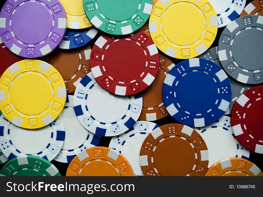 Many colored poker chips for casinÃ² games