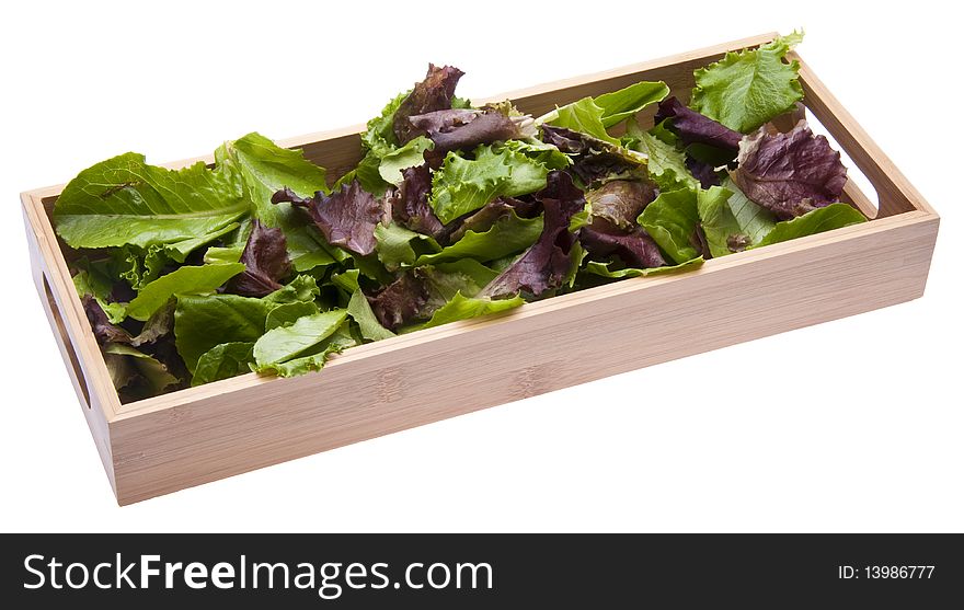 Fresh Romaine Lettuce in a Wooden Box.  Isolated on White with a Clipping Path.