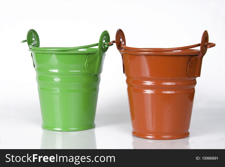 Empty clay pot isolated on white background