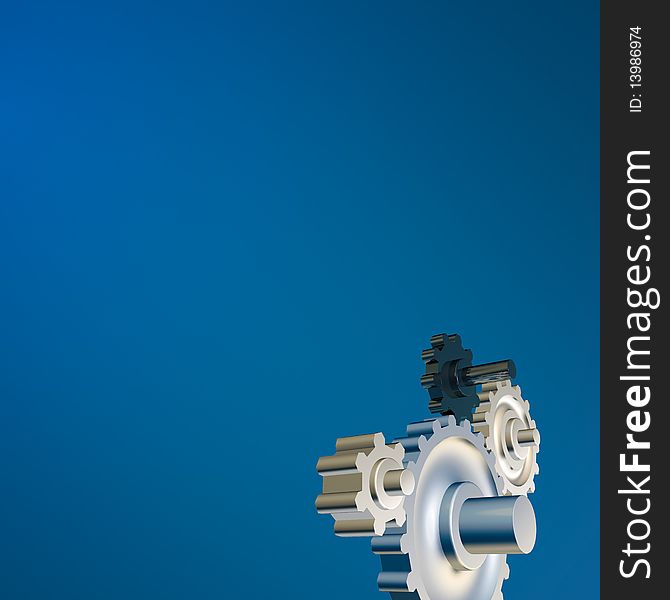 Blue background with industrial gear for presentations