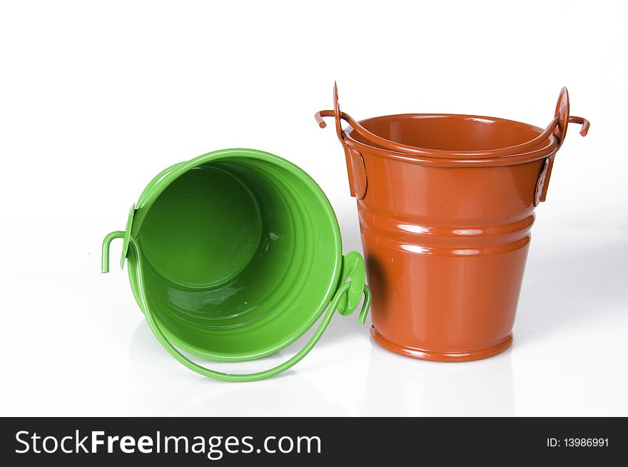 Empty clay pot isolated on white background