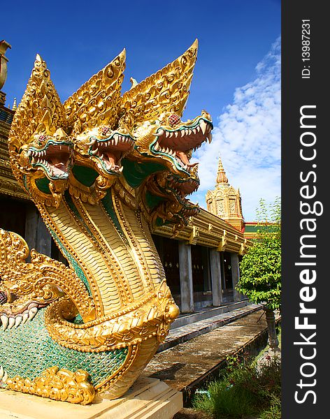 This is a Great Naga in Phra Maha Chedi Chai Mongkol at thailand