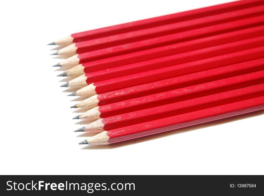 Close up of red pencil with white background. Close up of red pencil with white background