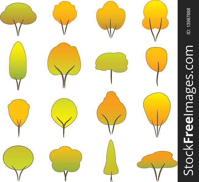 Vector illustration of autumn trees collection