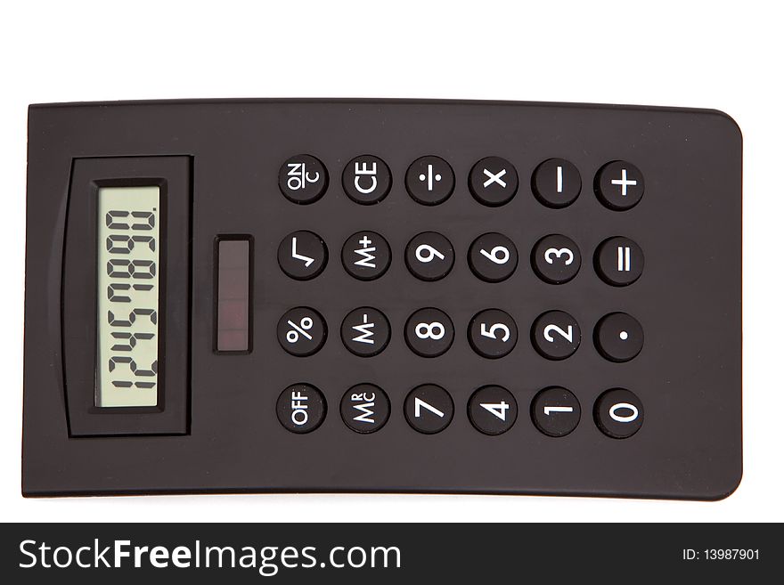 Black calculator on white background