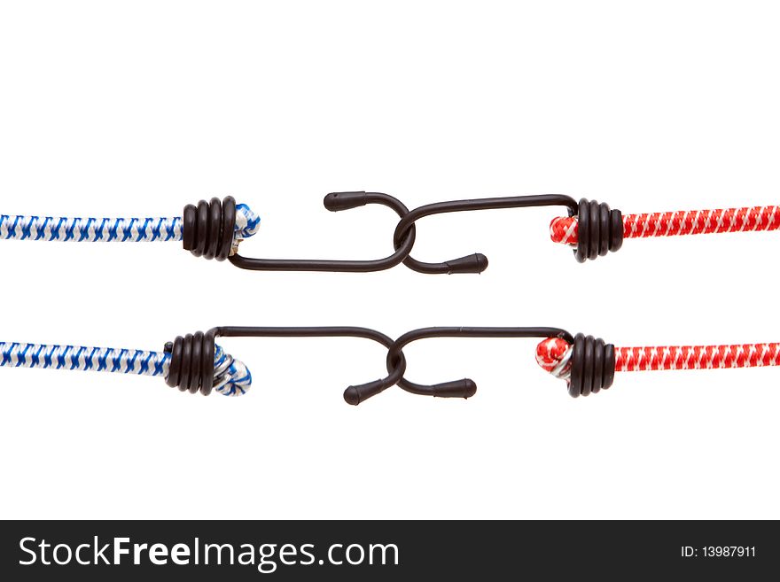 Attached red and blue cords