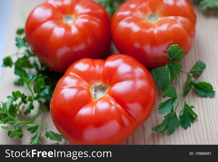 Three Red Fresh Tomatoes