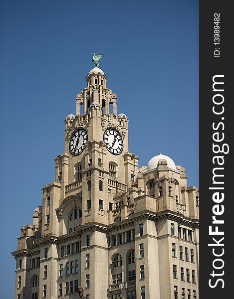 Liver Building Liverpool with copy space