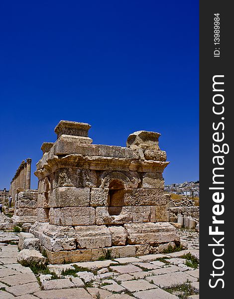 Photo of an Ancient Roman Altar at the ancient romancity located in Jerash - Jordan