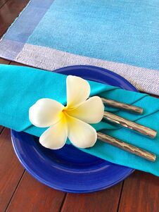 Food Decoration With White Plumeria Rubra Flower, Sri Lanka Stock Photos