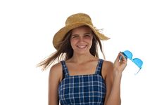 Cute Teen Girl Wtih Blue Sunglasses Stock Image Cute Teen Girl Wtih Blue Sunglasses Stock Image