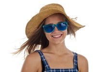 Cute Teen Girl In Blue Sunglasses Royalty Free Stock Photos Cute Teen Girl In Blue Sunglasses Royalty Free Stock Photos