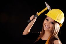 Builder Girl. Stock Photos