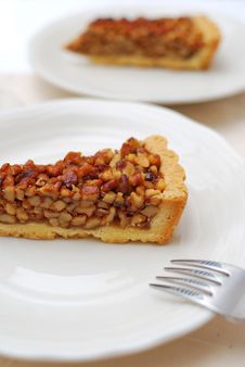 Hazel Nut Tart For Dessert Stock Photos Hazel Nut Tart For Dessert Stock Photos