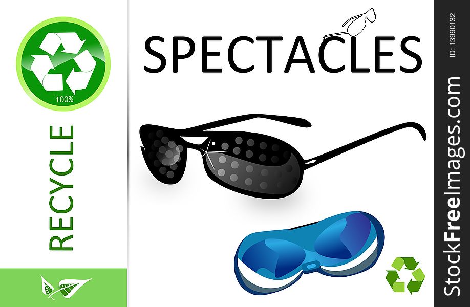 Please recycle spectacles on white background