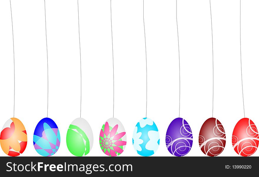 Eight easter eggs on one's string