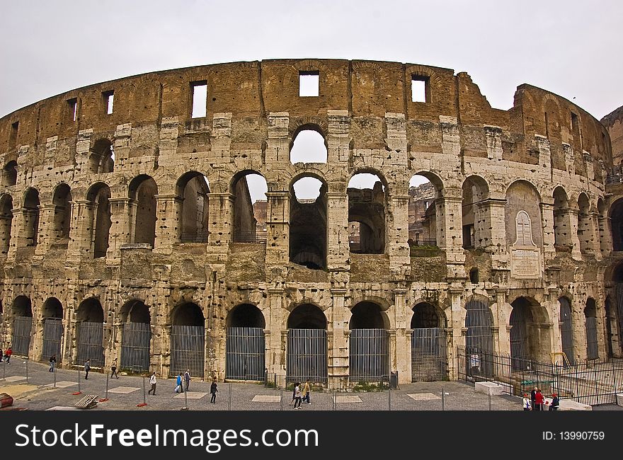 Back side of Colosseum amphiteatre, Rome, Italy