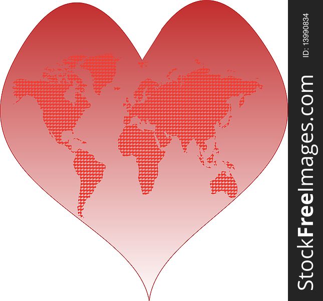 Vector illustration of Earth made of hearts. Vector illustration of Earth made of hearts