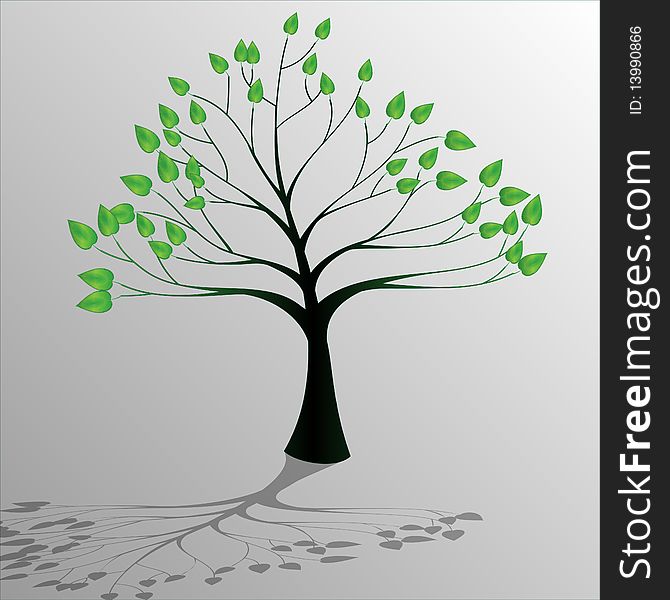 Illustration of a tree with leaves as a symbol of ecology. Illustration of a tree with leaves as a symbol of ecology.