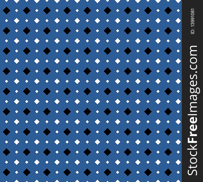 Seamless texture with white and black checks on blue in folk style. Seamless texture with white and black checks on blue in folk style