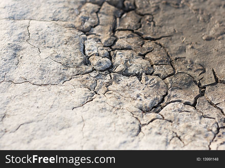 Earth, sand in the crevices of drought