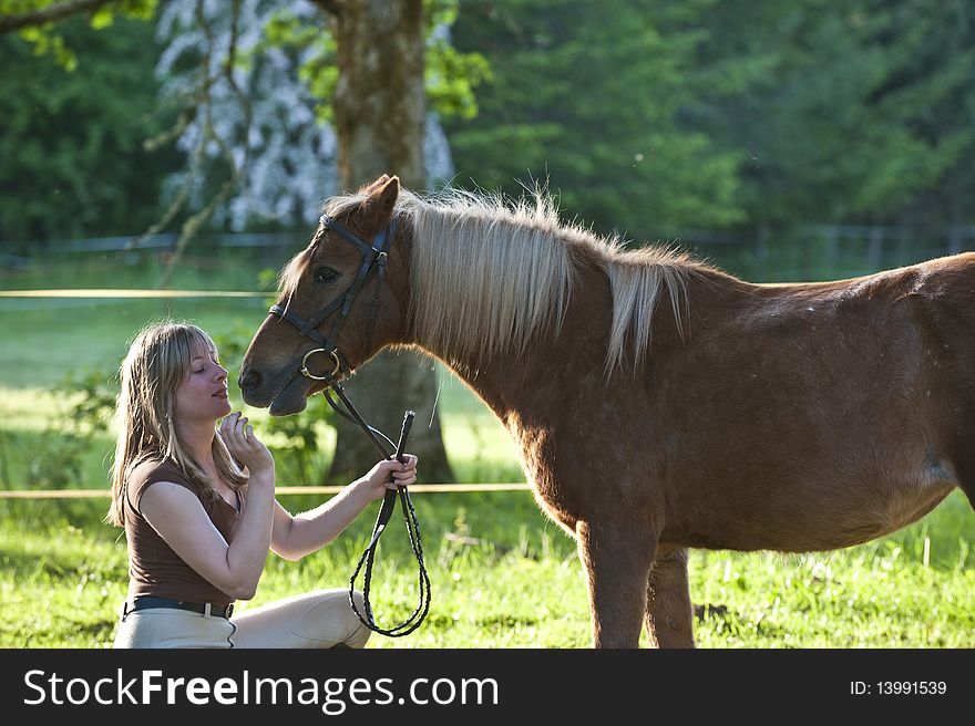 Woman and Shetland pony