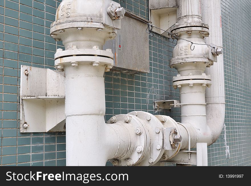 White gas pipe set on the wall. White gas pipe set on the wall