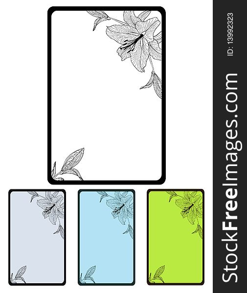 Frame with flower lily and space for text. Frame with flower lily and space for text