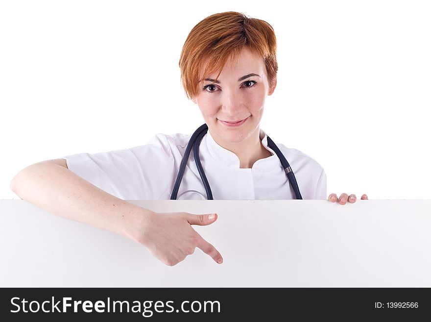 Young women doctor hold whiteboard. Young women doctor hold whiteboard