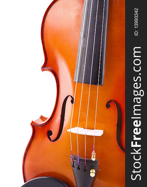 Vintage violin over white background