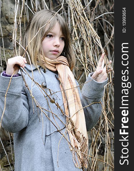 Young model posing with plants