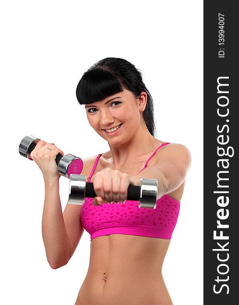 Girl with a dumbbell