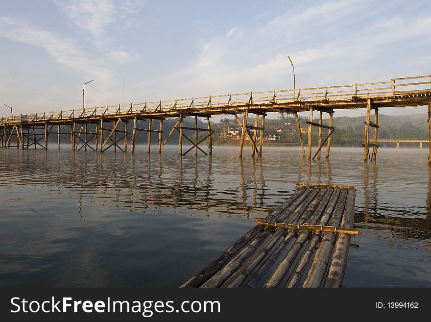 The Wood Bridge at Sangkhlaburi, Kanchanaburi, Thailand