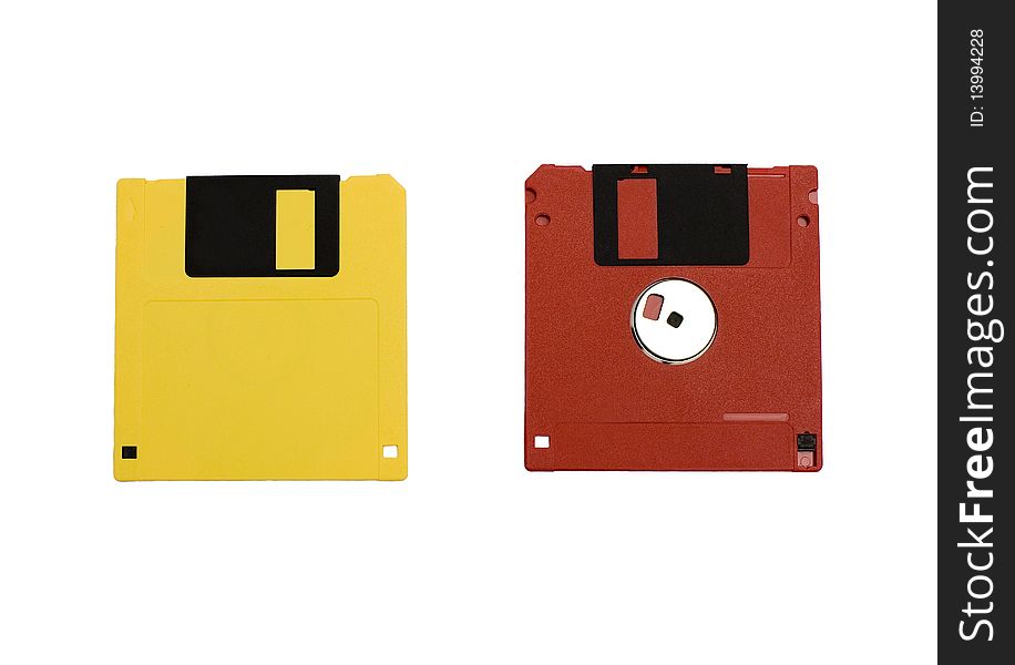 Two floppy disks on a white background. Two floppy disks on a white background