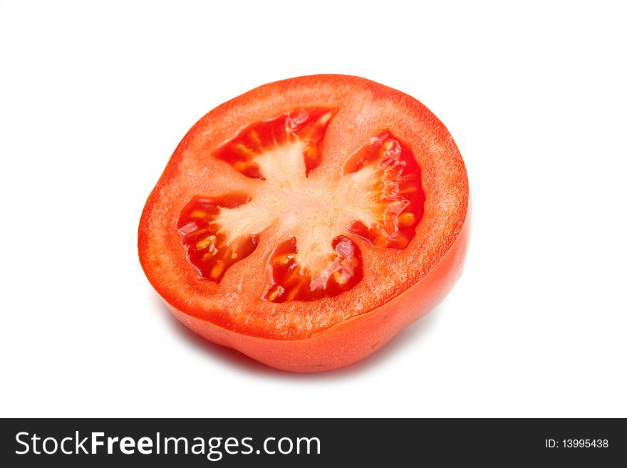 Slice ripe tomatoes, macro.Special foto.Fokus in the center.