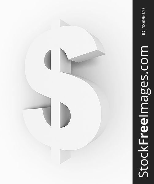 Dollar on a white background. 3D an illustration