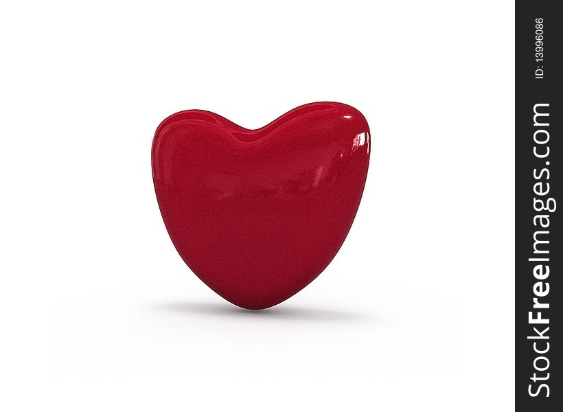 Red heart on a white background. 3D an illustration