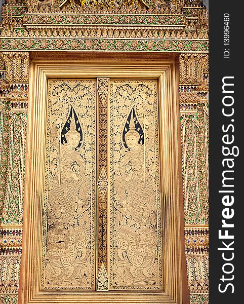 Arts on the door , art in temple on Thailand. Arts on the door , art in temple on Thailand