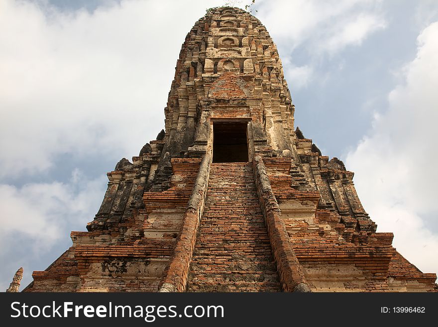 The main entrance to the ancient ruined Pagoda in Ayutthaya, Thailand. The main entrance to the ancient ruined Pagoda in Ayutthaya, Thailand.