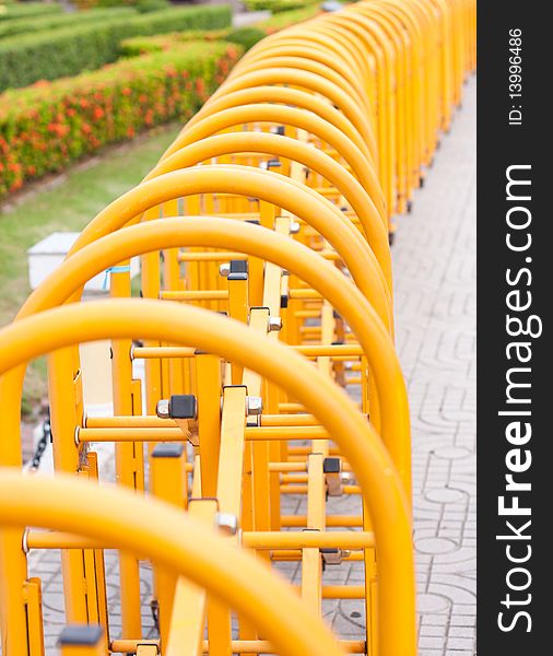 Fence Color Yellow Sidewalk