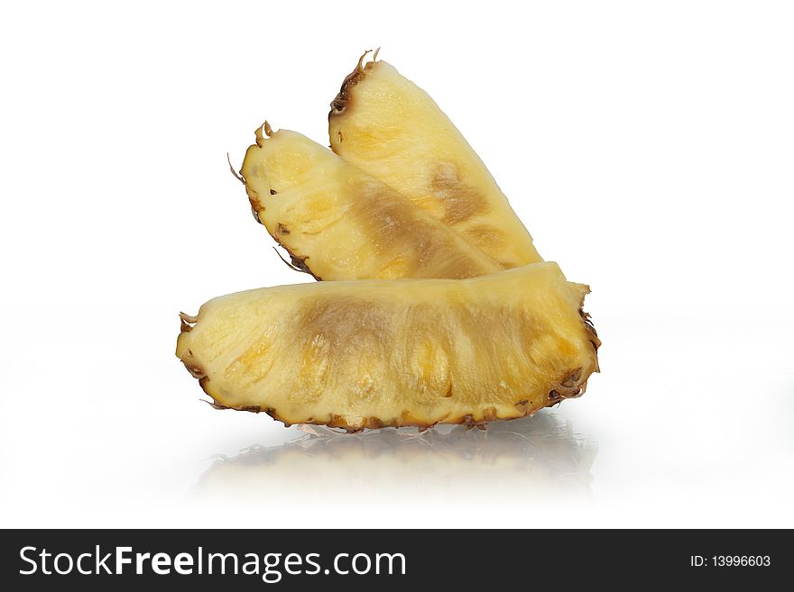 Sliced pineapple isolated on white background with clipping path