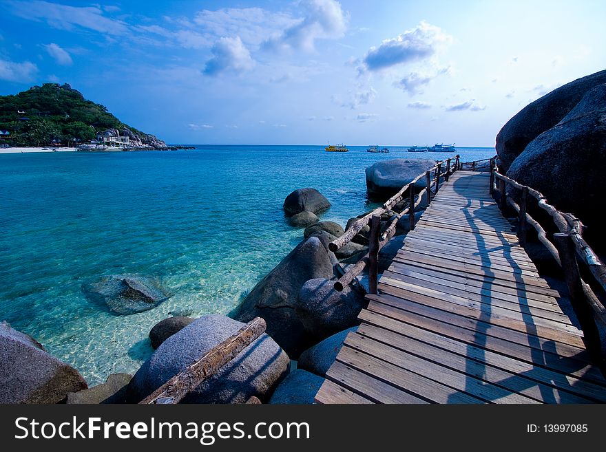 Wood bridge on the sea of Thailand. Wood bridge on the sea of Thailand