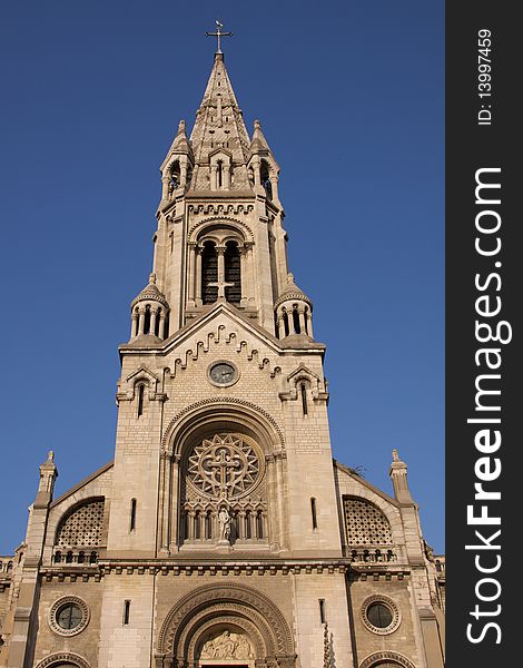 Roman style catholic church in Paris, France. Roman style catholic church in Paris, France