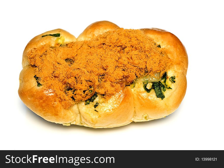 Bread with fried pork fiber. Bread with fried pork fiber