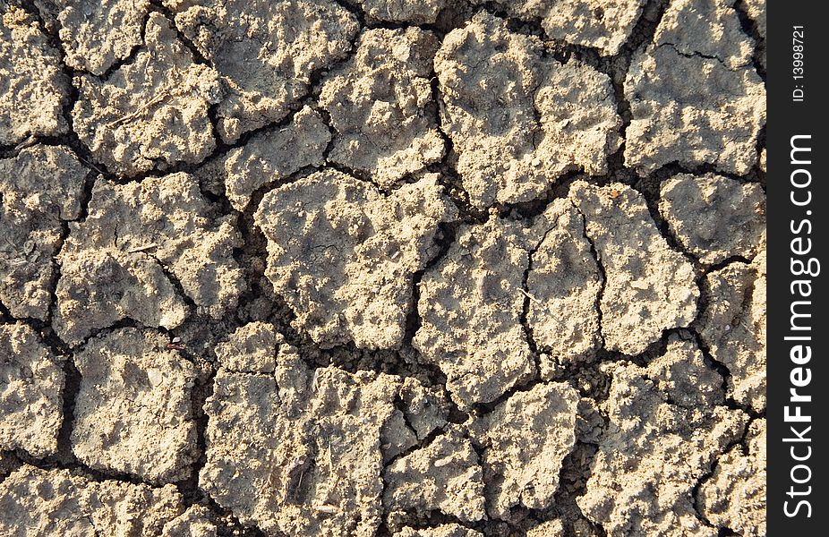 Close-up of earth cracked because of drought. Close-up of earth cracked because of drought